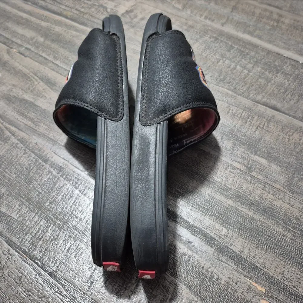 Vans Shoes Slides La Costa Pride Mens 7 Black Rainbow Nubuck Slip On VN0A5HF5AN8